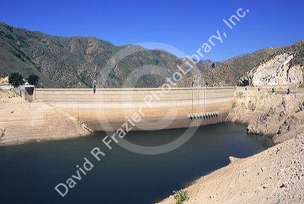 Low water levels at Arrowrock Dam near Boise, Idaho.