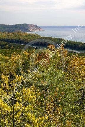 A view of Lake Michigan from within Sleeping Bear Dunes National Lakeshore located along the northwest coast of the Lower Peninsula of Michigan.