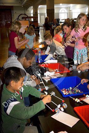 School children on a field trip at The Henry Ford Museum in Dearborn, Michigan.