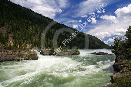 The Kootenai River flowing over the Kootenai Falls near Libby, Montana.