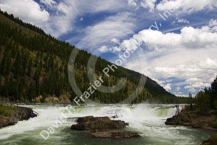 The Kootenai River flowing over the Kootenai Falls near Libby, Montana.