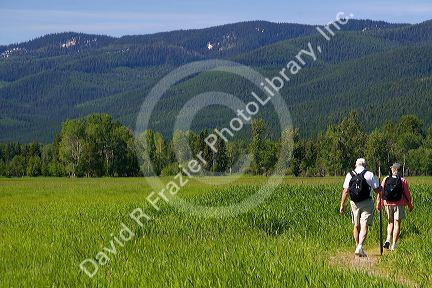 Hikers in the Swan River National Wildlife Refuge near Kalispell, Montana.