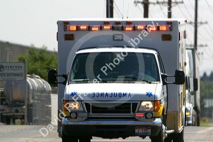 Ambulance in motion.