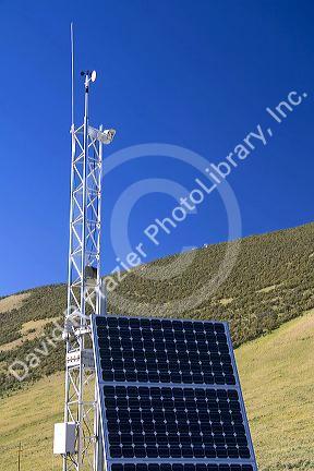 Solar powered remote weather station on Willow Creek Summit along U.S. Route 93 in central Idaho.