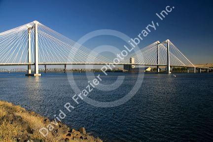 The Ed Hendler Bridge spanning the Columbia River between Pasco and Kennewick, Washington.