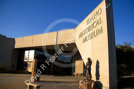 Bronze sculpture of Shoshone woman Sacagawea in front of the Idaho Historical Museum in Boise, Idaho.