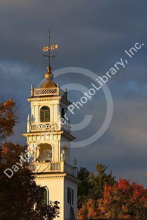 Church steeple and weathervane in the town of Wentworth, New Hampshire, USA.