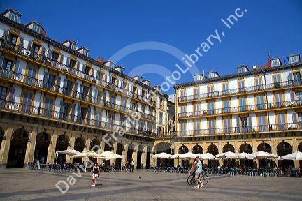 The Plaza de la Constitucion in the city of Donostia-San Sebastian, Guipuzcoa, Basque Country, Northern Spain.