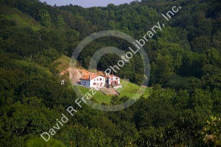 Rural farmhouse in the Pyrenees-Atlantiques department of French Basque Country, Southwest France.