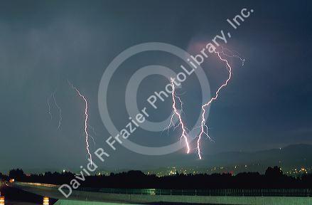 Lightning strikes during thunder storm over Boise, Idaho.