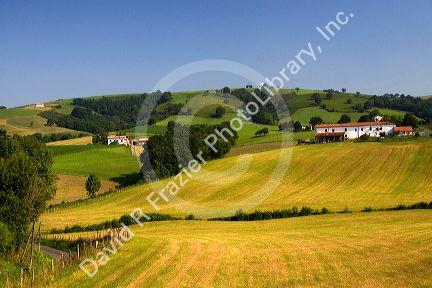 Farmland near the village of Ainhoa, Pyrenees-Atlantiques, French Basque Country, Southwest France.