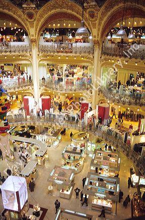 Interior of department store Galeries Lafayette in Paris, France.