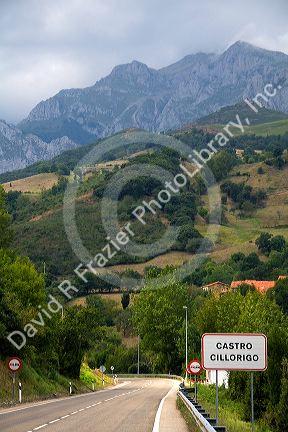 Road through the Picos de Europa near Potes, Liebana, Cantabria, northwestern Spain.