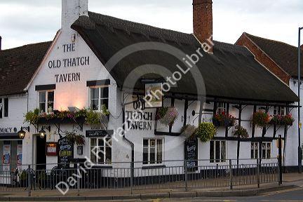 The Old Thatch Tavern in the market town of Stratford-upon-Avon, Warwickshire, England.