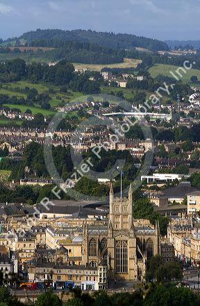The Abbey Church of Saint Peter and the city of Bath, Somerset, England.