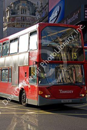 Double decker bus in the city of London, England.