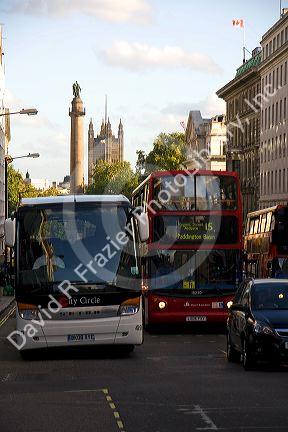 Traffic in the city of London, England.