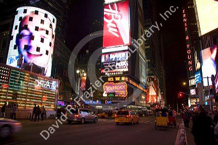 Times Square at night in Manhattan, New York City, New York, USA.