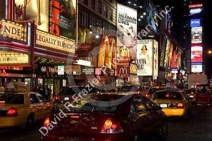 Broadway theatres in midtown-Manhattan, New York City, New York, USA.