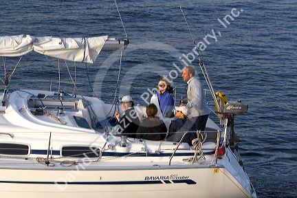 Sailing in Boston Harbor, Boston, Massachusetts, USA.