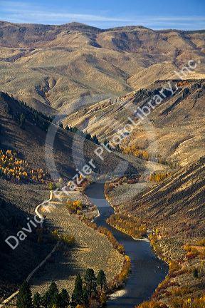 Fall foliage along the south fork of the Boise River in Elmore County, Idaho, USA.