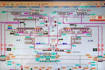 Computer screen monitoring the system of a geothermal power plant in Malta, Idaho, USA.