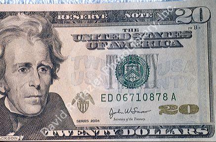 Twenty dollar bill issued in 2003.