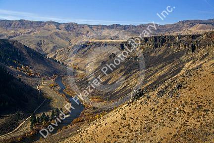 Fall foliage along the south fork of the Boise River in Elmore County, Idaho, USA.