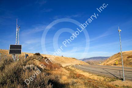 Remote Automated Weather Station with a solar panel near Horseshoe Bend, Idaho, USA.