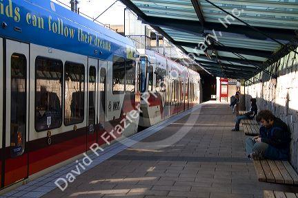 The MAX light rail public transportation system in Portland, Oregon, USA.