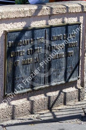 Monument marking the the United States/Mexico border at the Tijuana, Baja California, Mexico/San Diego, California border crossing.
