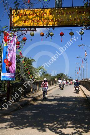 Bridge crossing the Thu Bon River at Hoi An, Vietnam.