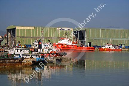 Vietnam Marine Police boats at the port city of Da Nang, Vietnam.