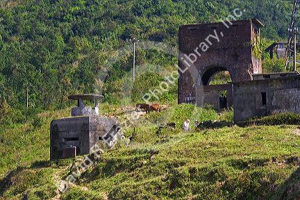 Vietnamese military bunkers along the Hai Van Pass in Vietnam.