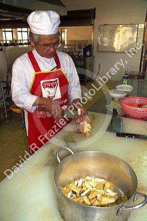 Chefs prepare food at a trade school in Dong Ha, Vietnam.