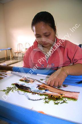 Disadvantaged Vietnamese youth learn embroidery at a vocational school named Kids First Vietnam in Dong Ha, Vietman.