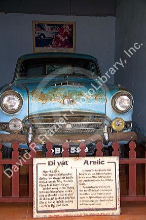 Car used by a buddhist monk who emmolated himself in a political protest in Saigon 1963, it is located at the Thien Mu Pagoda, Hue, Vietnam.
