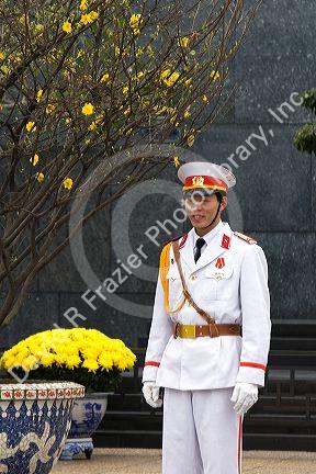 Guard in front of  the Ho Chi Minh Mausoleum in Hanoi, Vietnam.
