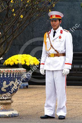Guard in front of  the Ho Chi Minh Mausoleum in Hanoi, Vietnam.