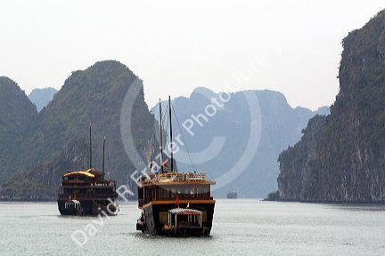 Misty morning views of Ha Long Bay, Vietnam.