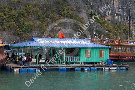 Floating bank in Ha Long Bay, Vietnam.