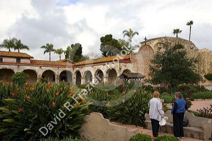 Courtyard at Mission San Juan Capistrano, California, USA.