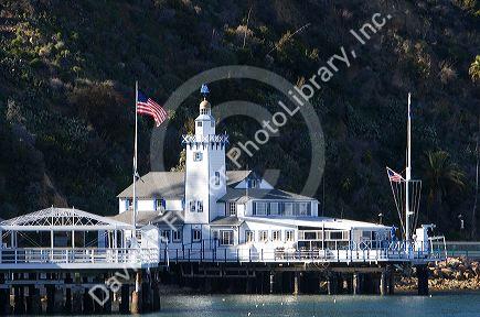 The Catalina Yacht Club in Avalon Harbor on Catalina Island, California, USA.
