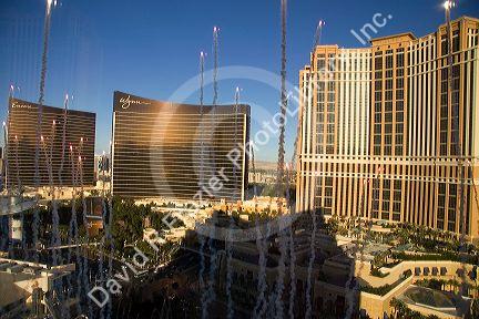 Fireworks from Treasure Island hotel and casino in Las Vegas, Nevada, USA.