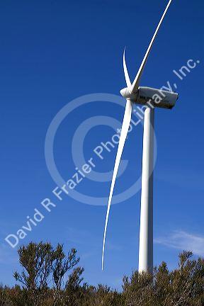 Wind turbines on Tecate Divide between El Centro and San Diego, Southern California, USA.
