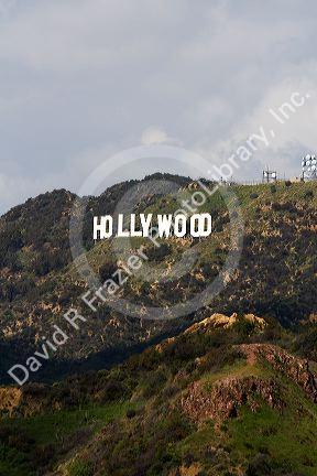 The Hollywood Sign in the Hollywood Hills area of Los Angeles, California, USA.