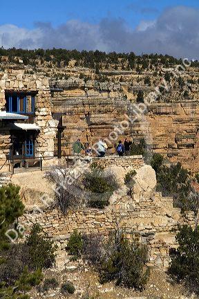 Artist studio made of rock on the South Rim of the Grand Canyon, USA.