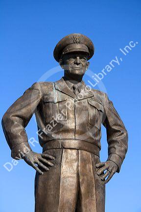 Bronze statue of Dwight D. Eisenhower located at the Eisenhower Presidential Center in Abilene, Kansas, USA.