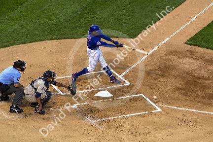 Major League Baseball player up to bat at Wrigley Field in Chicago, Illinois, USA.