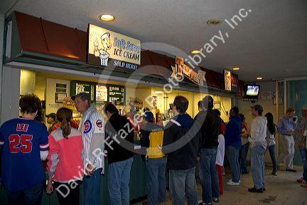 Concession stand at Wrigley Field in Chicago, Illinois, USA.